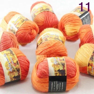 8ballsX50g Colorful Hand Knitting Scores Wool Shawl Yarn Yellow Orange 811 - Image 1 of 4