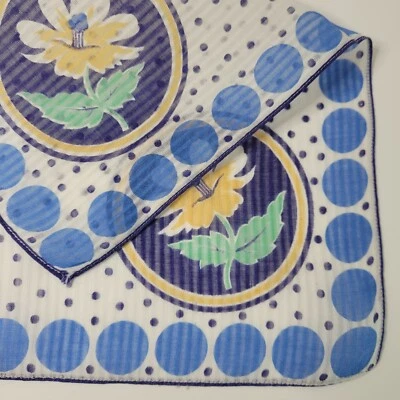 Accesorio de moda vintage de lunares azules y blancos flores amarillas años 40-50  Foto 1 de 4