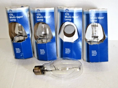 4 x GE 175W Multi-Vapor Metal Halide ED28 Light Bulb Lamp MVR175/U Mog E39 USA - Image 1 of 4