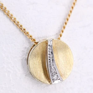 13,2 mm ø - Vintage Bicolor Oro Blanco y Amarillo 585/14K Colgante Diamantes 0,03 ct. - Imagen 1 de 6