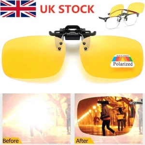 Effective Clip On Flip Up Night Driving Anti Glare Glasses Polarised Sunglasses - Picture 1 of 9