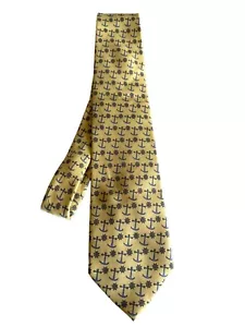 Corbata de cuello de seda amarilla Vineyard Vines estampado de ancla azul - Imagen 1 de 6