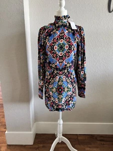 NWT Corey Lynn Calter CLC Rebecca Mini Dress Foulard Size XS High Neckline - Picture 1 of 12