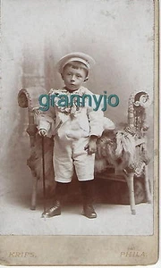 1870 Tarjeta de Visita Original C D V, Niño pequeño con bastón Phila Foto - Imagen 1 de 3
