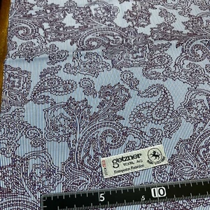 Luxury Shirt Fabric by Getzner - Blue Stripe with Paisley Print, 100% Superfine - Picture 1 of 10