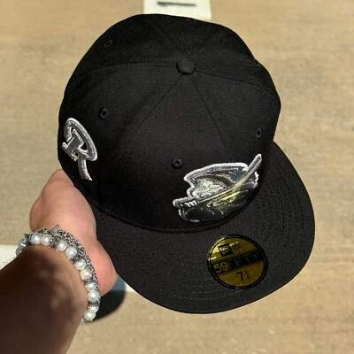 NUEVO Negro Rochester Red Wings R Logo Liga Menor 59fifty New Era Gorra Ajustada Foto 1 de 4