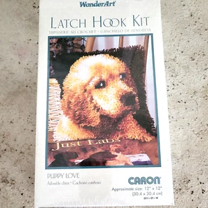 WONDER ART Caron LATCH HOOK KIT # 4670 PUPPY LOVE 12" X 12" Labrador New Sealed - Picture 1 of 5