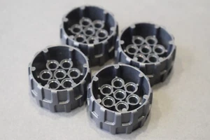 Lego 22410 Wheel Hard Plastic Treaded with 7 Pin Holes (37mm D.x22mm) Pack of 4 - Picture 1 of 2