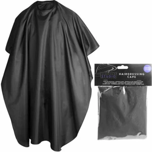 Black Hairdressing Cape - Home Adults Kids Reusable Cutting Hair Gown Clean - Picture 1 of 1