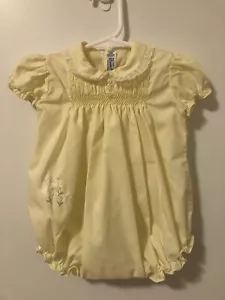 Vintage Yellow Flower Romper Feltman Bros 6mo Girls - Picture 1 of 4