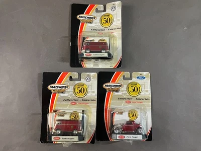 LOT: 3 MATCHBOX 50TH ANNIVERSARY 1933 FORD COUPE 1967 VOLKSWAGEN BUS NEW NIB - Image 1 of 4