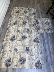 2 CROSCILL CHAMBORD CASSIS PURPLE ROSES DRAPERY CURTAIN PANELS LINED Tiebacks US - Picture 1 of 14