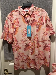 Camicia nuova con etichette Caribbean Roundtree Yorke Hawaiian SS XL pesca morbida $79,50 - Foto 1 di 4