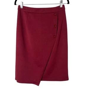 Grace Karin Women's Faux Wrap Pencil Skirt Size M Maroon Red Ponte Knit Stretch - Picture 1 of 7