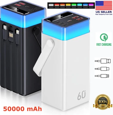 Portable 50000mAh 120W Power Bank Large Capacity External Battery Fast Charging - Image 1 of 4