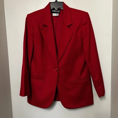 Sag Harbor Red Wool Blazer Women’s Size 6 100% Wool Single Button Lined Holiday - Image 1 of 4