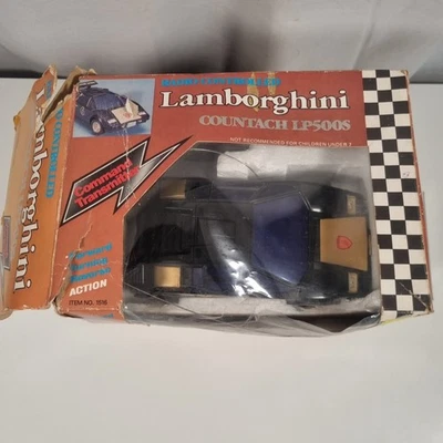 RARE Vintage 80s 1:18 Lamborghini Countach LP500S RC Car Black Transmitter - Image 1 of 4