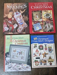4 Vtg Christmas Cross Stitch Books Christmas Stockings 101 Christmas Creations - Picture 1 of 6