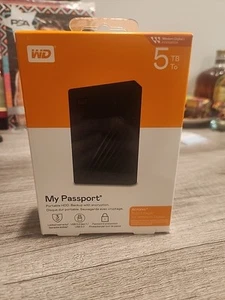 WD 5TB My Passport Portable External Hard Drive HDD-WDBPKJ0050BBK-WESN - Afbeelding 1 van 1