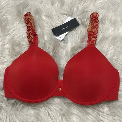 Natori 32D Bra Samba Red Luxe Full Fit Underwire Back Close 732080 NEW $74 - Image 1 of 4