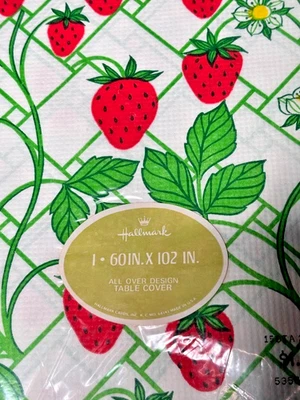 Lote de 2 manteles de papel vintage con sello parche de fresa 60 x 102 Cottagecore Foto 1 de 2