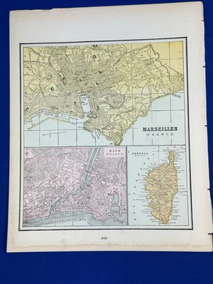 1897 Marseilles, Nice & Corsica FRANCE Color Map 14.5" x 11.5" - Image 1 of 4
