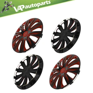 Set of 4 16" Wheel Covers For R16 Tires Rim Snap On Full Hub Caps Black & Red - Picture 1 of 10