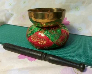 Buddhist Bell Set 2.677" Japanese Brass Rin Mat Stick Set040 - Picture 1 of 7