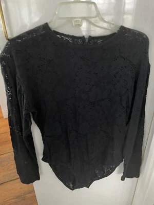 Blusa Body Blusa Vintage Tapemeasure Negra Encaje Ver a Través Mediana De Colección Foto 1 de 4