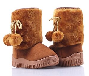 Faux Suede Faux Fur Casual Booties Toddlers Kids Girls Winter Boots Shoes NO BOX