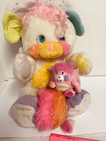 2 Popples Baby "Bibsy" Plush  And Pocket Popple Booties No Bottle Mattel Vtg Cover