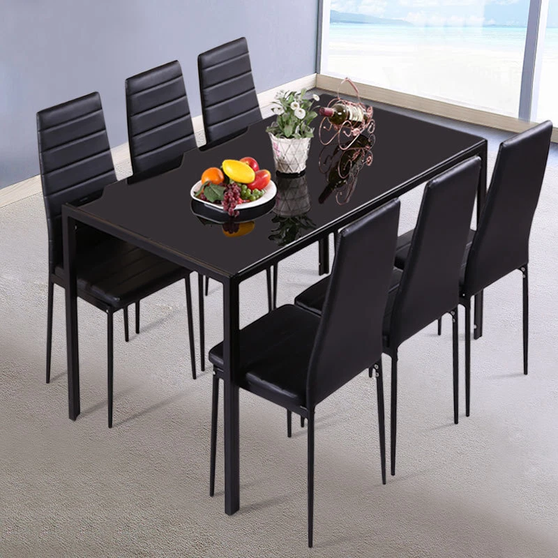 140cm Gloss Dining Table and Chairs 4 6 Seat Kitchen Furniture Restaurant Set - Image 1 of 1