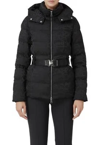NWT ELISABETTA FRANCHI BLACK NYLON DOWN JACKET WITH JACQUARD LETTERING PI70D46E2 - Picture 1 of 3