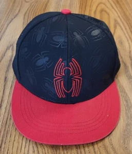 Embroidered Spider Logo Marvel Spiderman Snapback Cap Hat Black Red - Picture 1 of 10