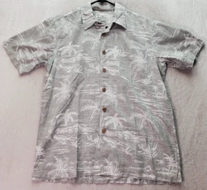 HONOLUA Shirt Mens Small Gray Hawaiian 100% Cotton Short Sleeve Slit Logo Collar - Picture 1 of 9