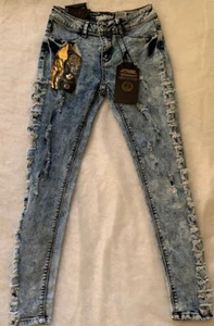 Pink Label Denim Co. Blue Size 1 Juniors / Womens Distressed Jeans - Picture 1 of 8