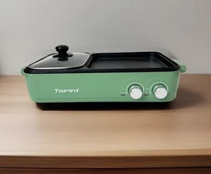 Topwit T210 2 in 1 Electric Hot Pot Grill Non-Stick Shabu Shabu Griddle Unused - Picture 1 of 9