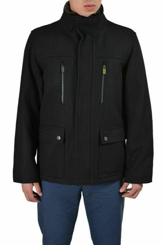 Cappotto uomo Michael Kors lana nero full zip isolato US M IT 50