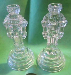 2 Schiaccianoci Vintage Natale Conico Cristallo Vetro Portacandele 8"T Casa Principessa - Foto 1 di 6