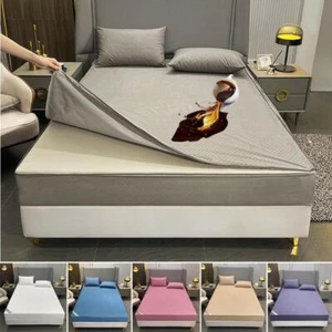 Fully Enclosed Bedsheet - Fitted Mattress Cover with Zipper Dust Proof Sheets - Picture 1 of 30