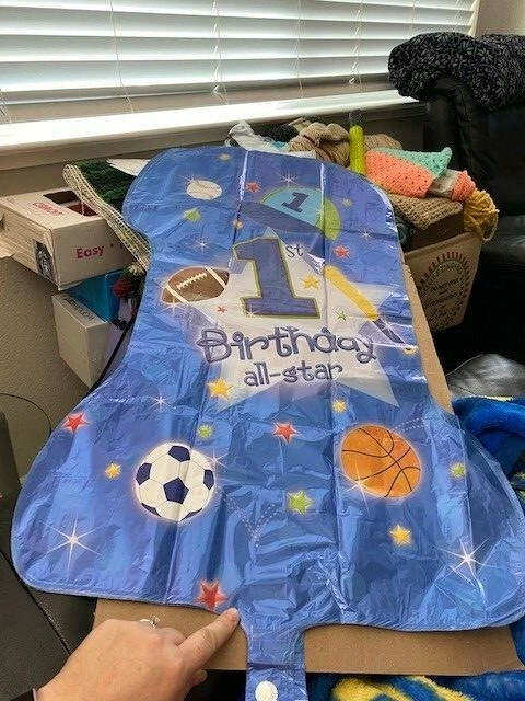 1st Birthday All Star Sports Theme Boy Foil Balloon 32" New! - Image 1 of 1