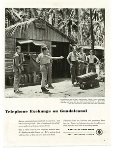 1943 Bell Telephone Exchange On Guadalcanal Repair Crew WWII Vintage Print Ad - Picture 1 of 1