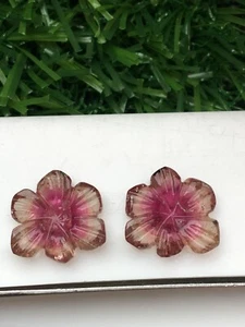 Par de tallas de turmalina bio increíble diseño hecho a mano buen color 12,05 quilates - Imagen 1 de 5