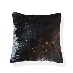 Artesanal Marrón y De Blanco Cuero Funda de Cojín, 38.1cm Cuadrado, Reversible, - Foto 1 di 5