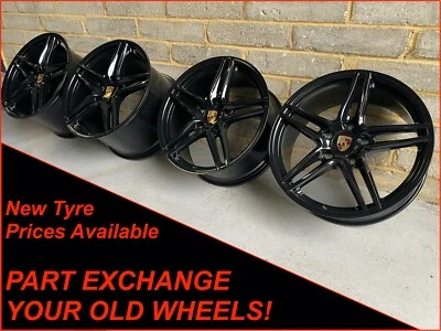 Genuine 19" Porsche 911 991 Carrera 6 Black Alloy Wheels  - Image 1 of 3