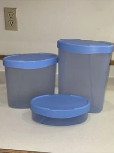 3 TUPPERWARE BLAUE IMPRESSIONEN (?) STAPELKANISTER 10,5 CP, 8 CP, 2 CP - T8 - Bild 1 von 5