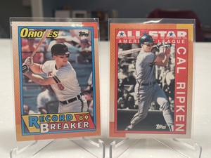  (X2) 1990 Topps CAL RIPKEN JR Record Breaker #8 All Star #388 HOF 