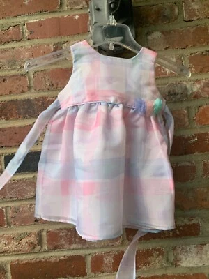  La Princess 淡蓝色,粉红色 学步女孩 复活节/派对连衣裙。 12个月码 — 第 1/4 张图片