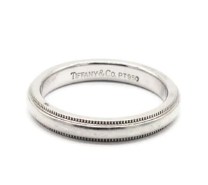 TIFFANY & CO. Wedding Band Ring, Millgrain Edge Accenting 950 Platinum, Size 6.5 - Picture 1 of 3