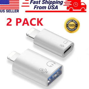 2xUSB C Female to USB 3.0/3.1 Male Adapter For iPhone 14/13/12/11/XR/XS/SE 3/8/7 - Picture 1 of 14